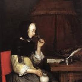 Woman Drinking Wine, 1657, Gerard Terborch (Netherlands 1617–1681). Gallery: Städelsches Kunstinstitut, Frankfurt am Main, Germany (Photo credit: WikiPaintings.org)