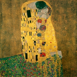 The Kiss, 1909, Gustav Klimt (Austria 1862–1918). Österreichische Galerie Belvedere, Vienna. (Photo credit: Wikipedia)